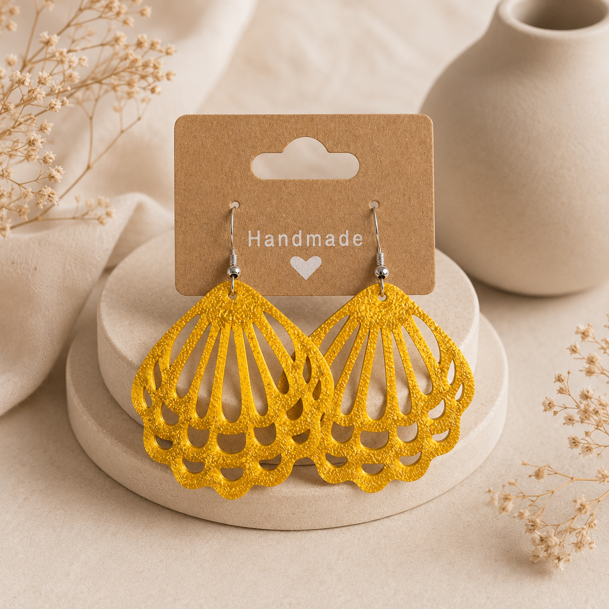 Golden Shell Dangle Earrings