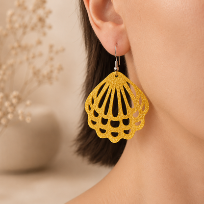 Golden Shell Dangle Earrings