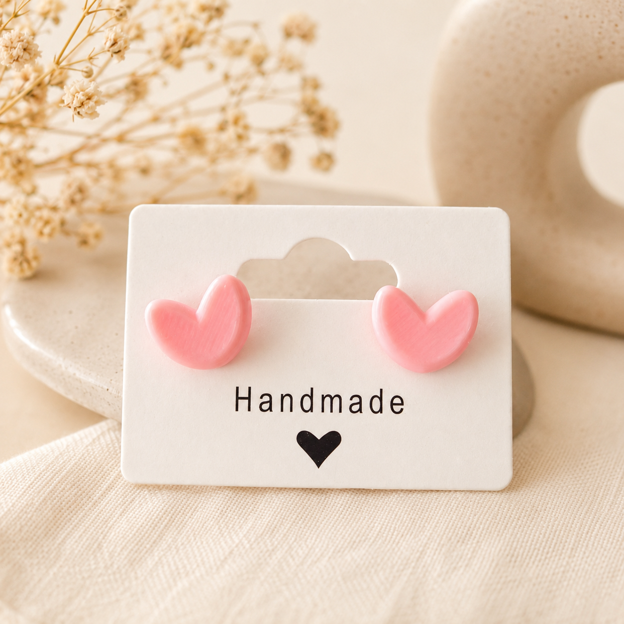 Pink Sweeheart Studs