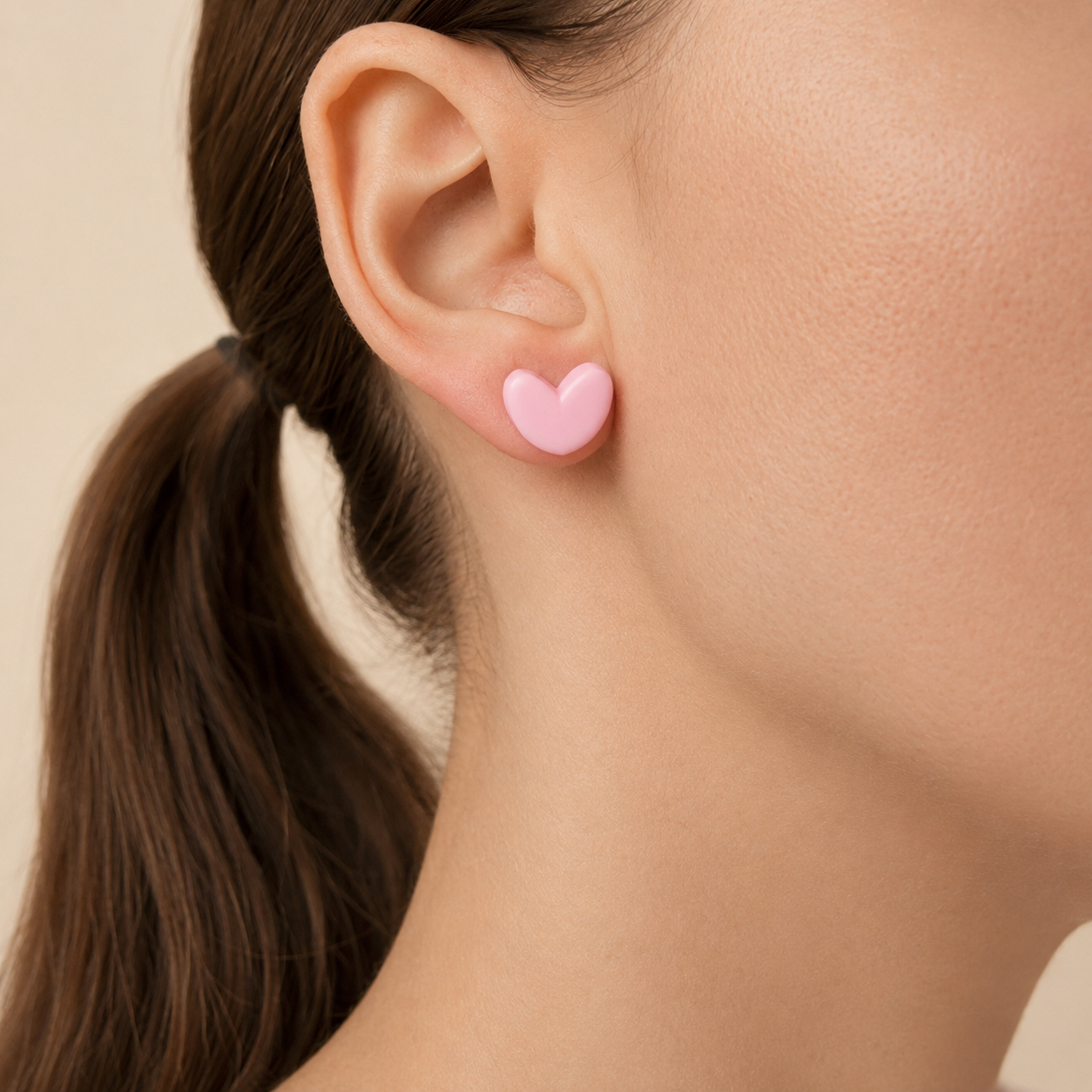Pink Sweeheart Studs